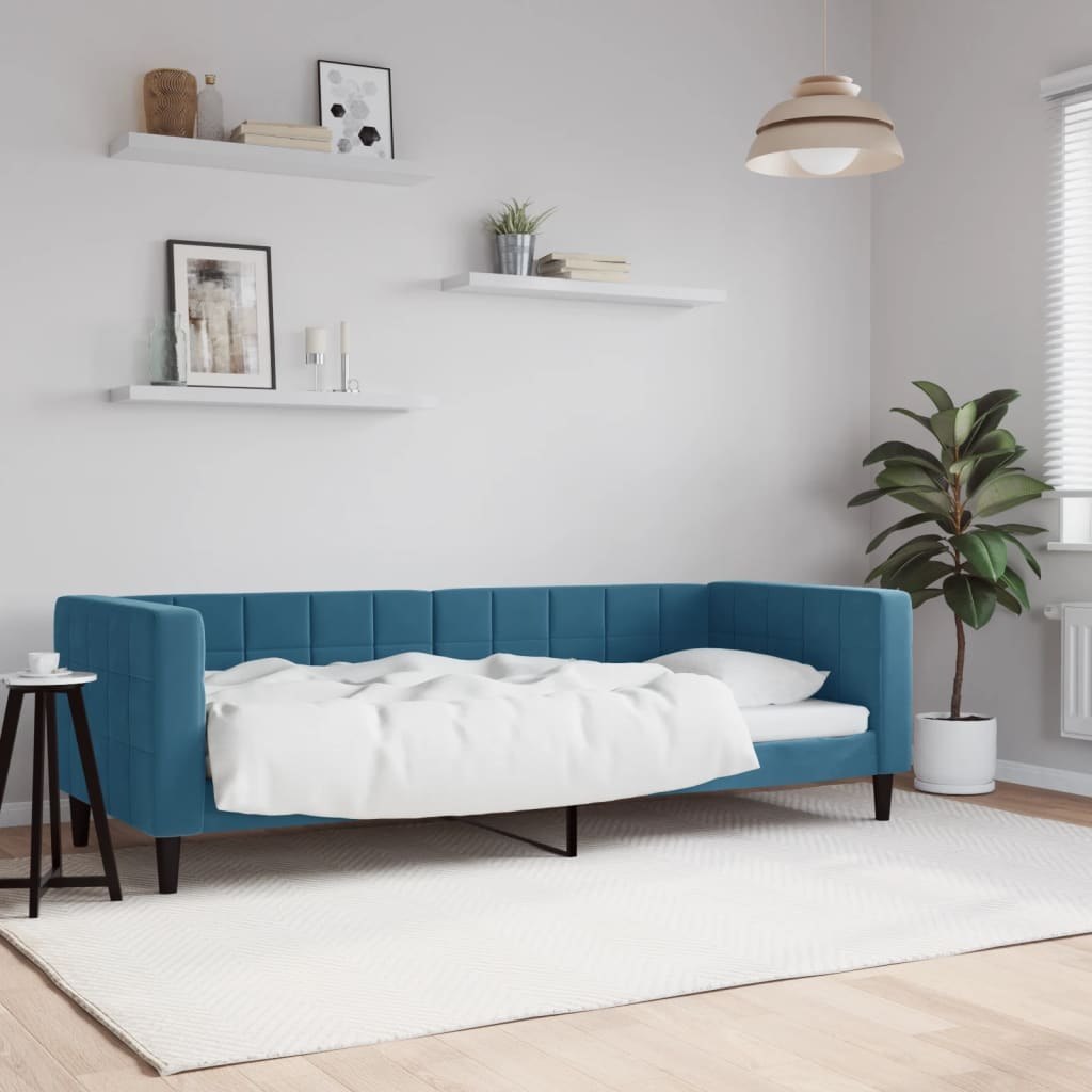 Łóżko dzienne, niebieskie, 80x200 cm, obite aksamitem Lumarko!