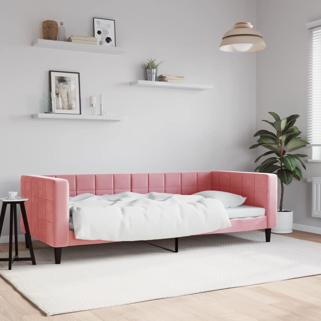 Sofa z funkcją spania, różowa, 90x200 cm, obita aksamitem Lumarko!