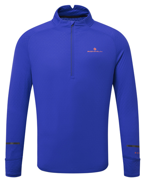 RONHILL Bluza biegowa męska TECH PRISM 1/2 ZIP TEE cobalt/flame