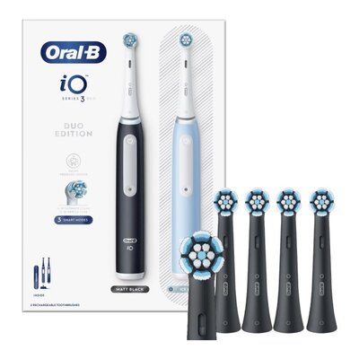 Oral-B iO 3 (2 sztuki) + Końcówka szczoteczki Oral-B iO Gentle Care Czarny (4 szt.)