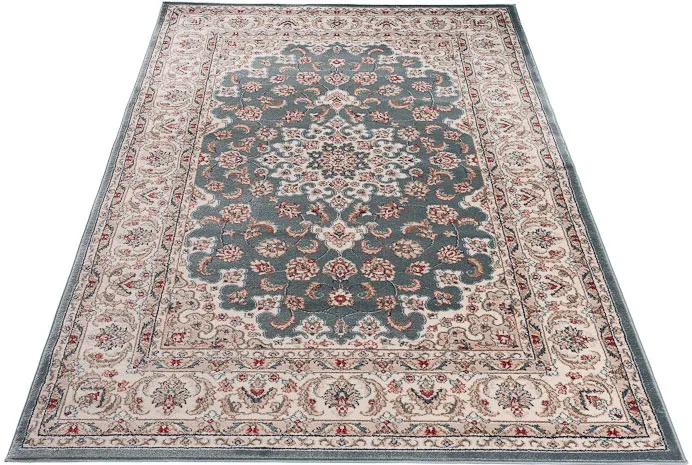 Niebieski wzorzysty dywan rustykalny G2-G46