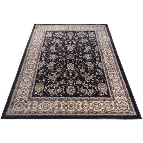 Antracytowy dywan pokojowy w klasyczny wzór E9-B22