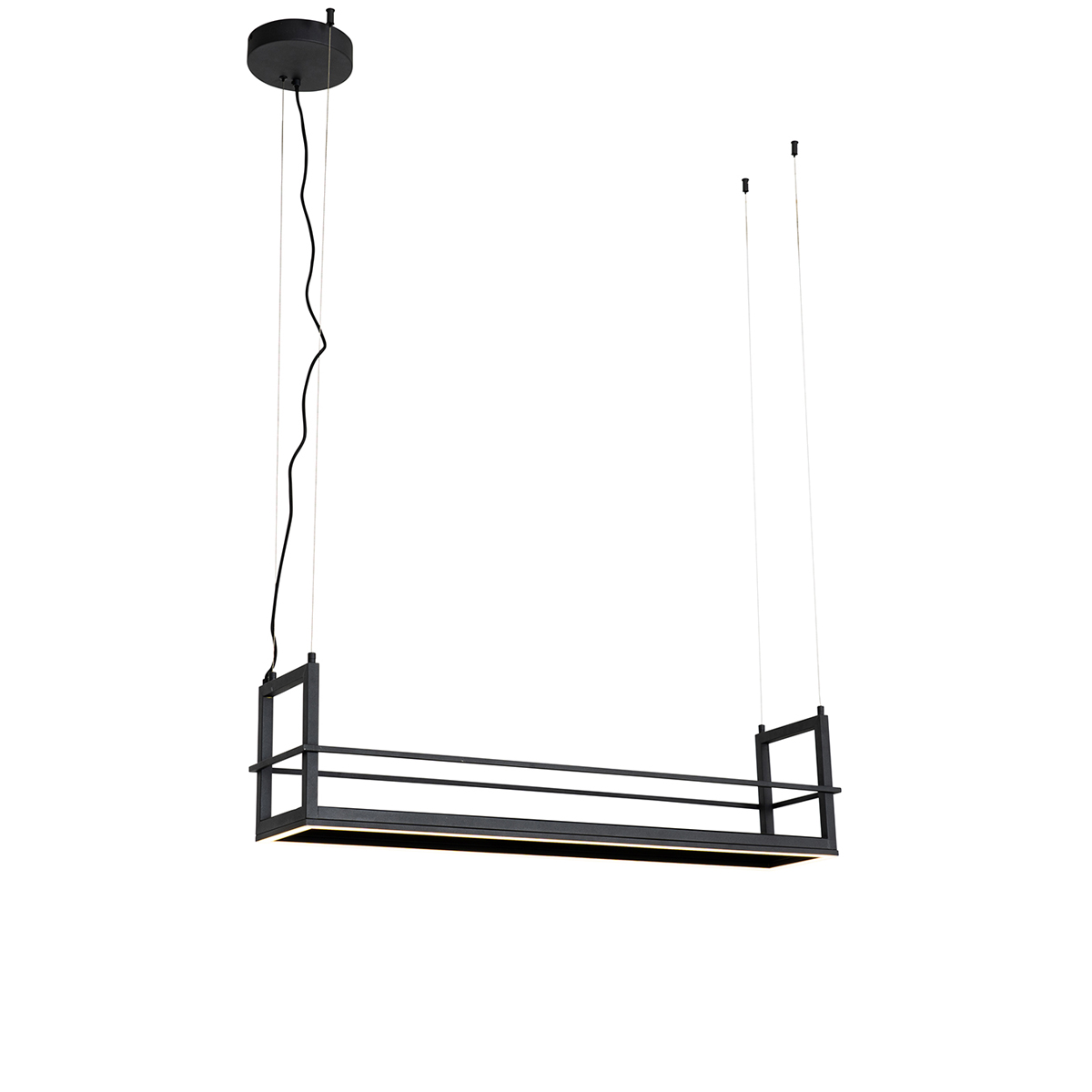 QAZQA Czarna lampa wisząca ze stojakiem z 3-stopniowym ściemnianiem LED - Cage Rack