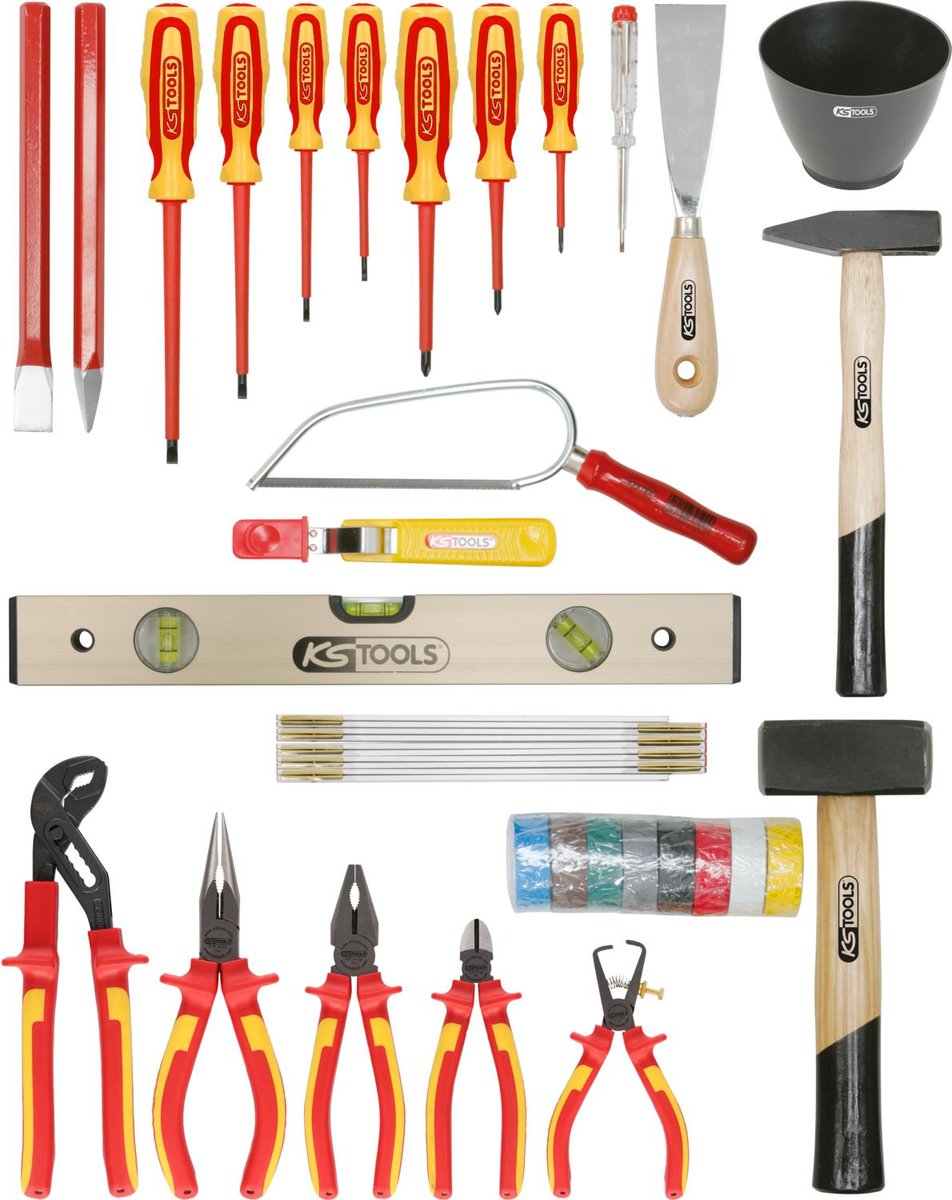 KS TOOLS Basic - Skrzynka z narzedz dla elektryka 30-szt, skrzynka