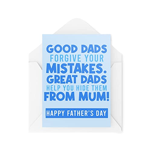 Śmieszne kartki na Dzień Ojca | Kartka Good Dads Forgive Your Mistakes | Ojciec Banter żart dla niego ojczyka od dzieci syna córki | CBH1003