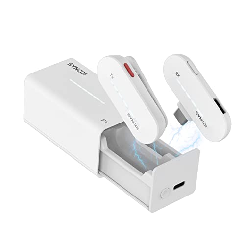 SYNCO Bezprzewodowy mikrofon mobilny, P1T (Type-C) Bezprzewodowy mikro klapy 2.4 GHz z etui do ładowania Plug & Play Kompatybilny ze smartfonem Tablet, Mikrofon-klapka-Bezprzewodowy-Smartphone