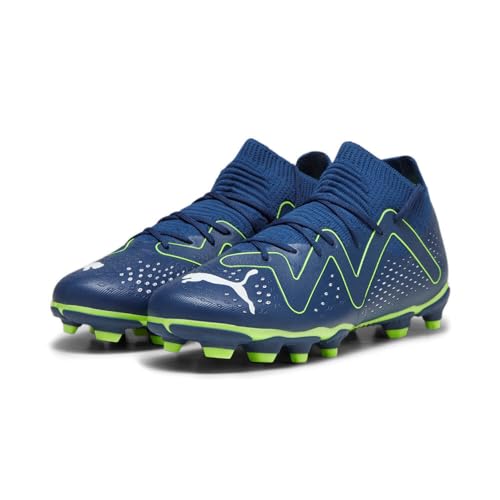 PUMA Unisex dziecięce buty piłkarskie Future Match Fg/Ag Jr, Perski niebieski Puma biały Pro zielony