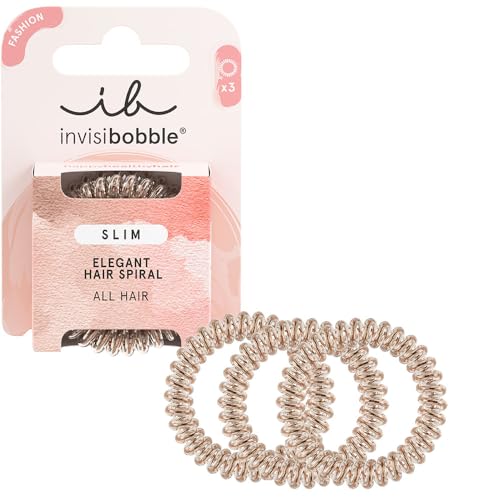 invisibobble Slim Bronze and Beads – cienka gumka do włosów z brązu dla kobiet i dziewcząt, bez odcisków, wysoki komfort, loving, wodoodporna, idealna do delikatnych włosów i wysoko upiętych fryzur, 3