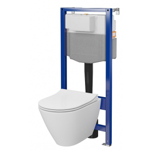 CERSANIT S701-794 C14 STELAŻ AQUA 50 MECH QF + MISKA CITY OVAL CLEANON Z DESKĄ