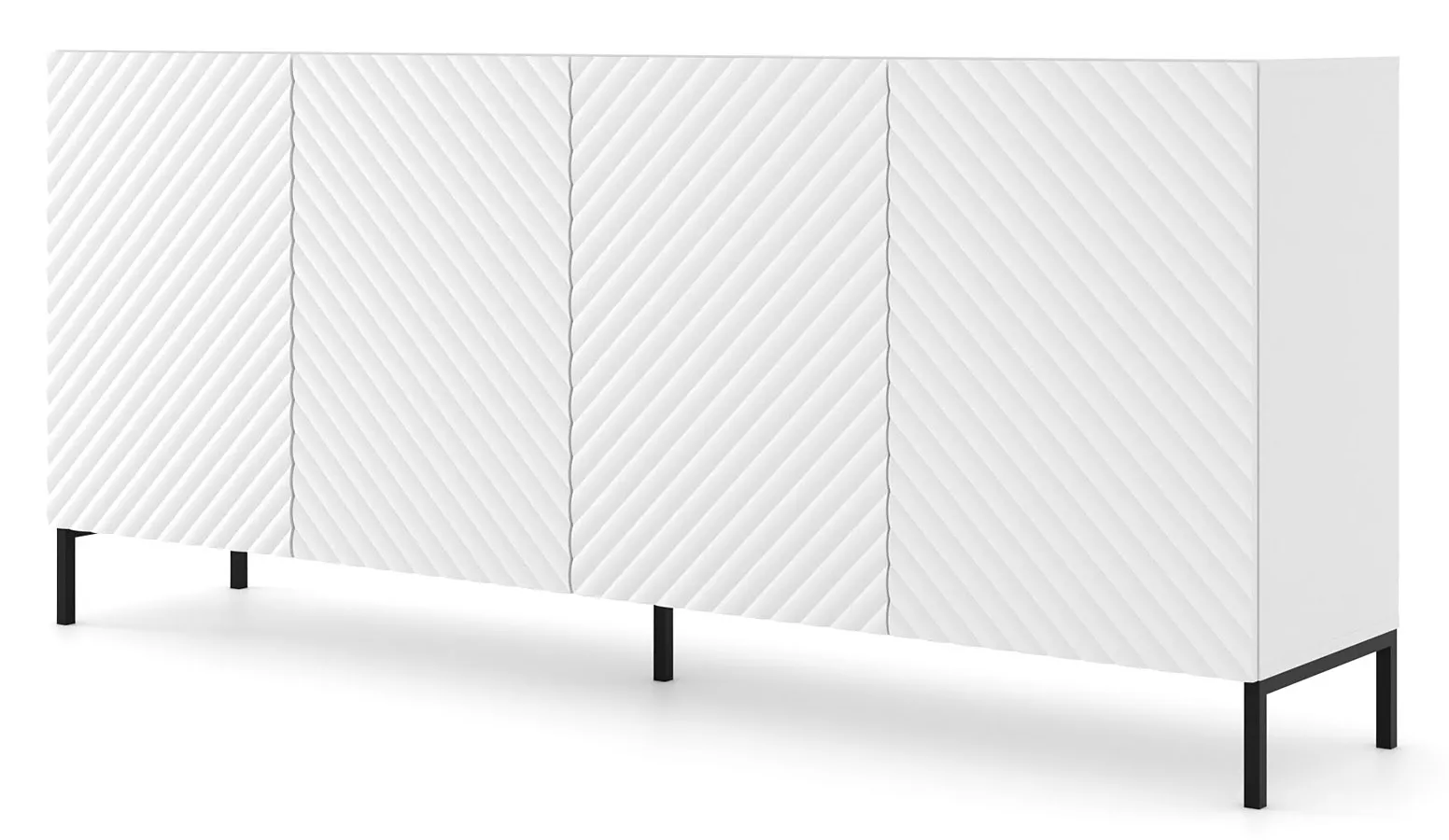 Czterodrzwiowa komoda biały mat + czarne nóżki K5-C89