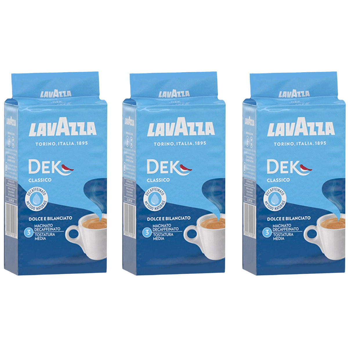 3x Kawa Mielona LAVAZZA Dek Classico Bezkofeinowa 250 g