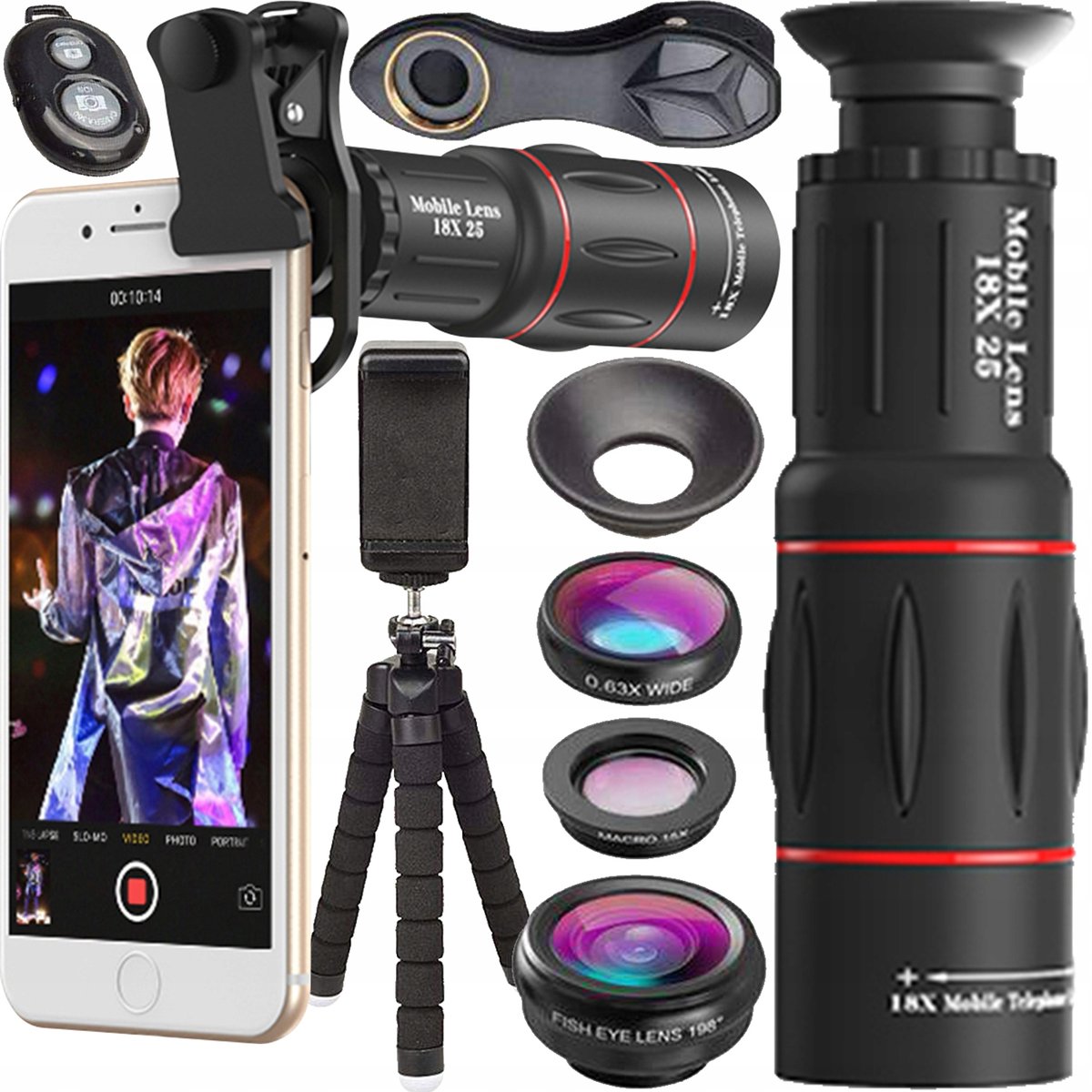 Obiektyw Do Telefonu Apexel 9W1 Makro Teleskop 4K 18El Apl-T18Xbzj5