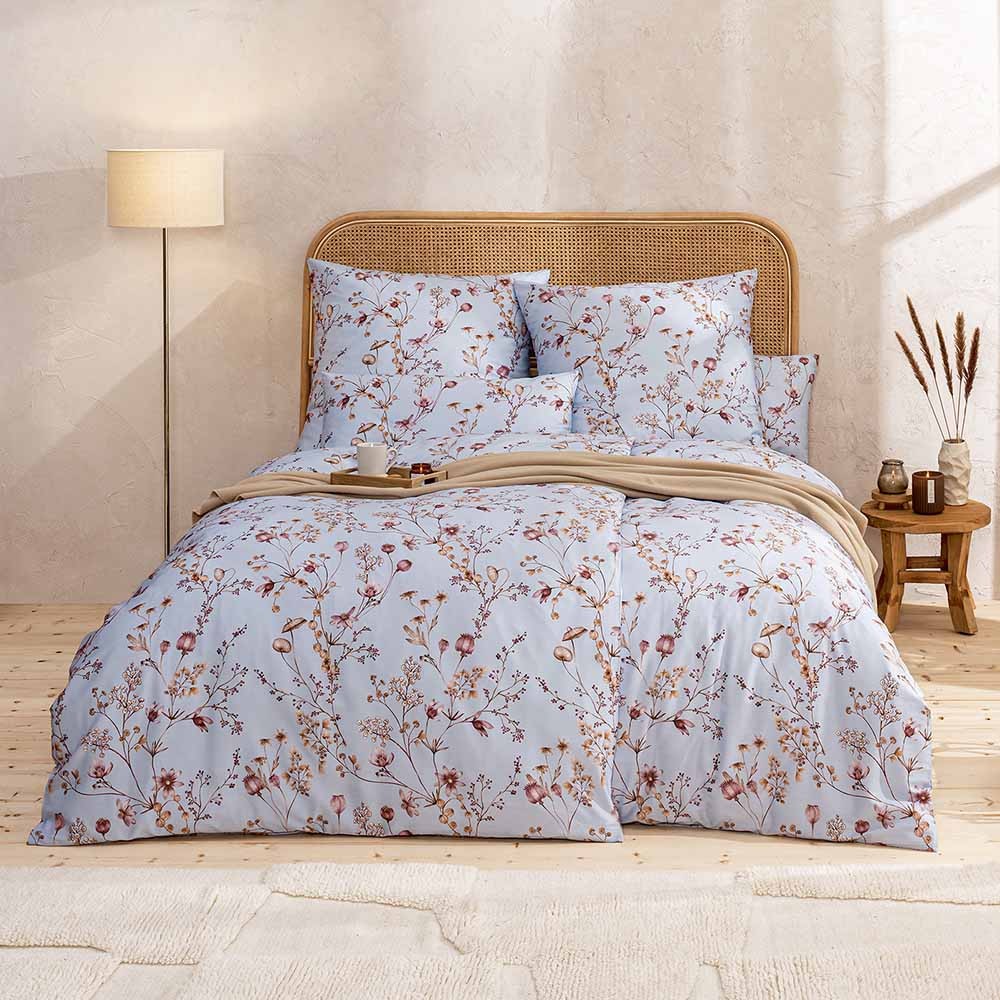 Pościel Schweizer Premium Satin 2172/630 Amanda Dd : Kolor - 630/bleu, Wymiary - 160/200+2X70/80