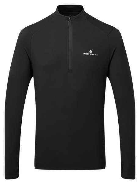 RONHILL bluza biegowa męska CORE THERMAL 1/2 ZIP TEE black/ bright white