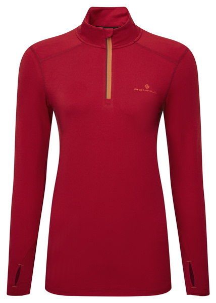 RONHILL bluza biegowa damska CORE THERMAL 1/2 ZIP TEE jam/flame