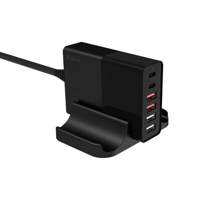 Devia ładowarka sieciowa Extreme PD QC 3.0 75W 2x USB-C 4x USB czarna