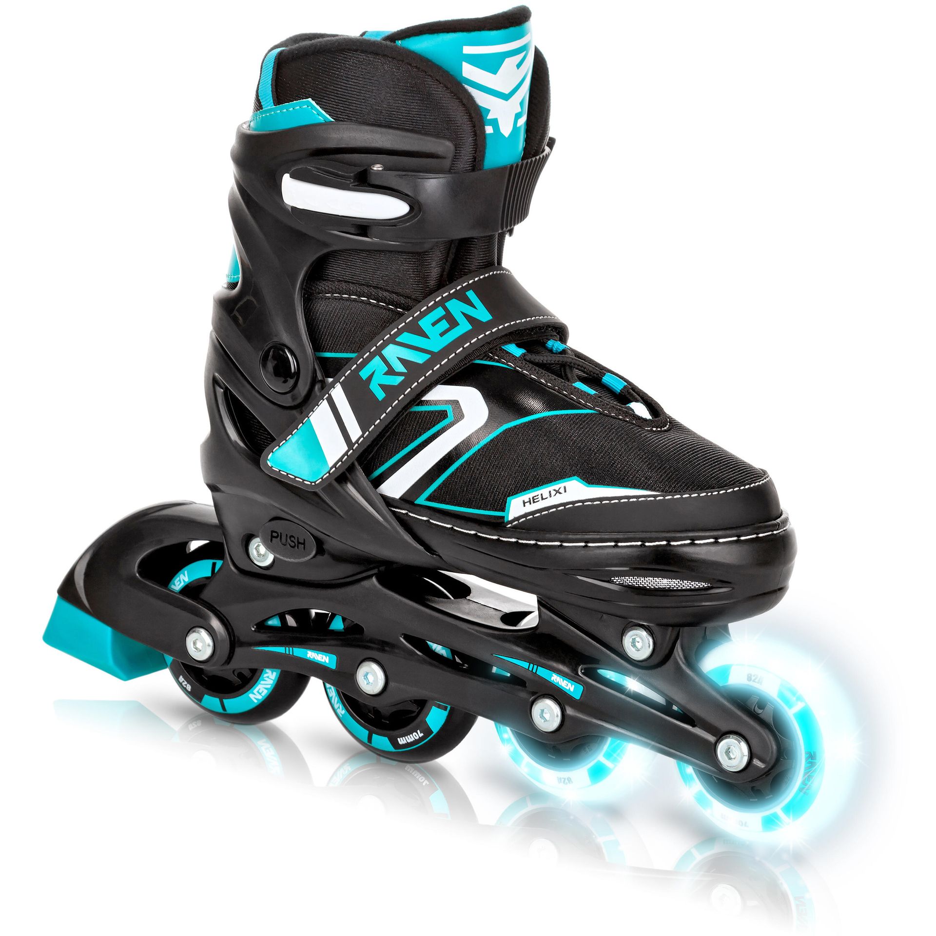 Rolki Regulowane Raven Helixi Black/Mint 30-33 Świecące Kółka LED
