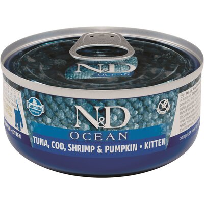 Farmina Farmina N&D Ocean Kitten Tuńczyk, Dorsz, Krewetki, Dynia 80g