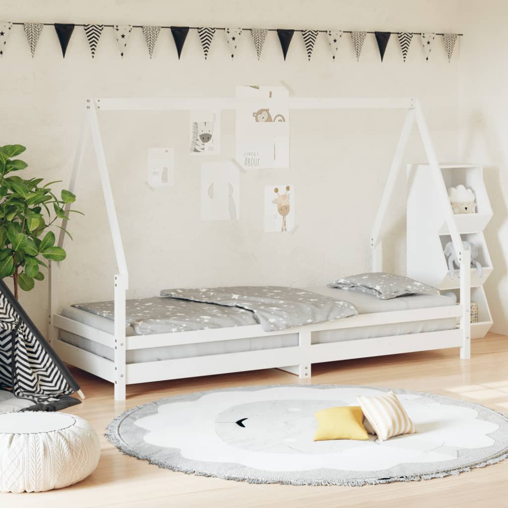 vidaXL Rama łóżka dla dzieci, biała, 80x200 cm, drewno sosnowe
