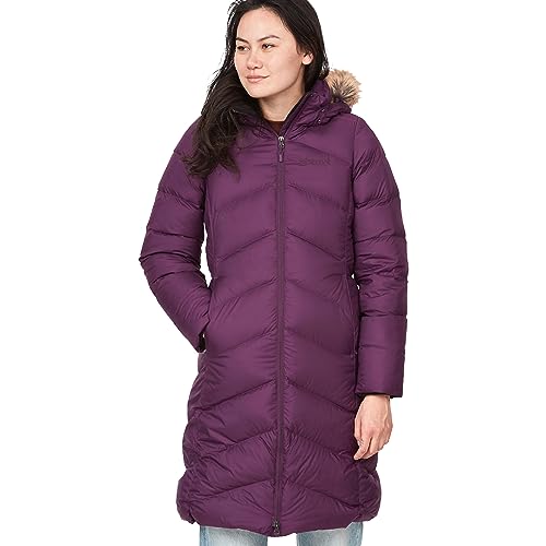 Marmot Kobiety Wm's Montreaux Coat, Lekka kurtka puchowa, sprężystość puchu 700 FP, ciepła parka, stylowy płaszcz zimowy, wodoodporny, wiatroszczelny, Purple Fig, L
