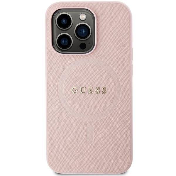 Etui Guess GUHMP13XPSAHMCP na iPhone 13 Pro Max - różowe Saffiano MagSafe