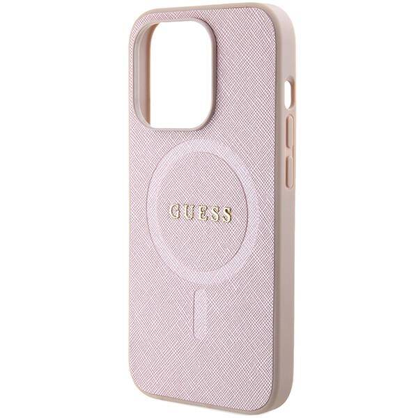 Etui Guess Saffiano MagSafe na iPhone 15 Pro Max - różowe
