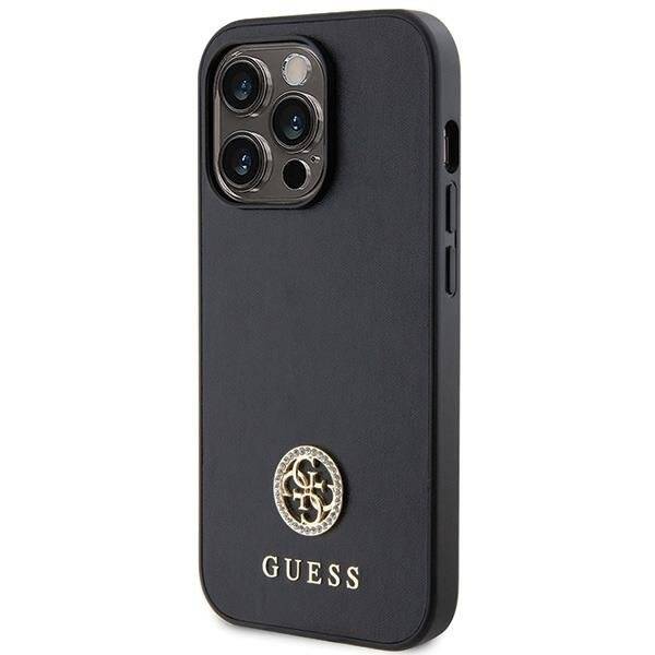 Etui Guess GUHCP14LPS4DGPK na iPhone 14 Pro - czarne Strass Metal Logo