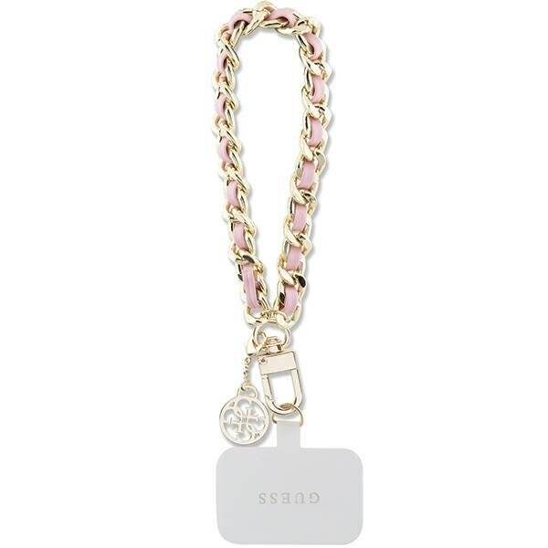 Etui Guess GUOUCHSAMC4P Universal Hand Strap - różowe Saffiano Chain 4G Charm