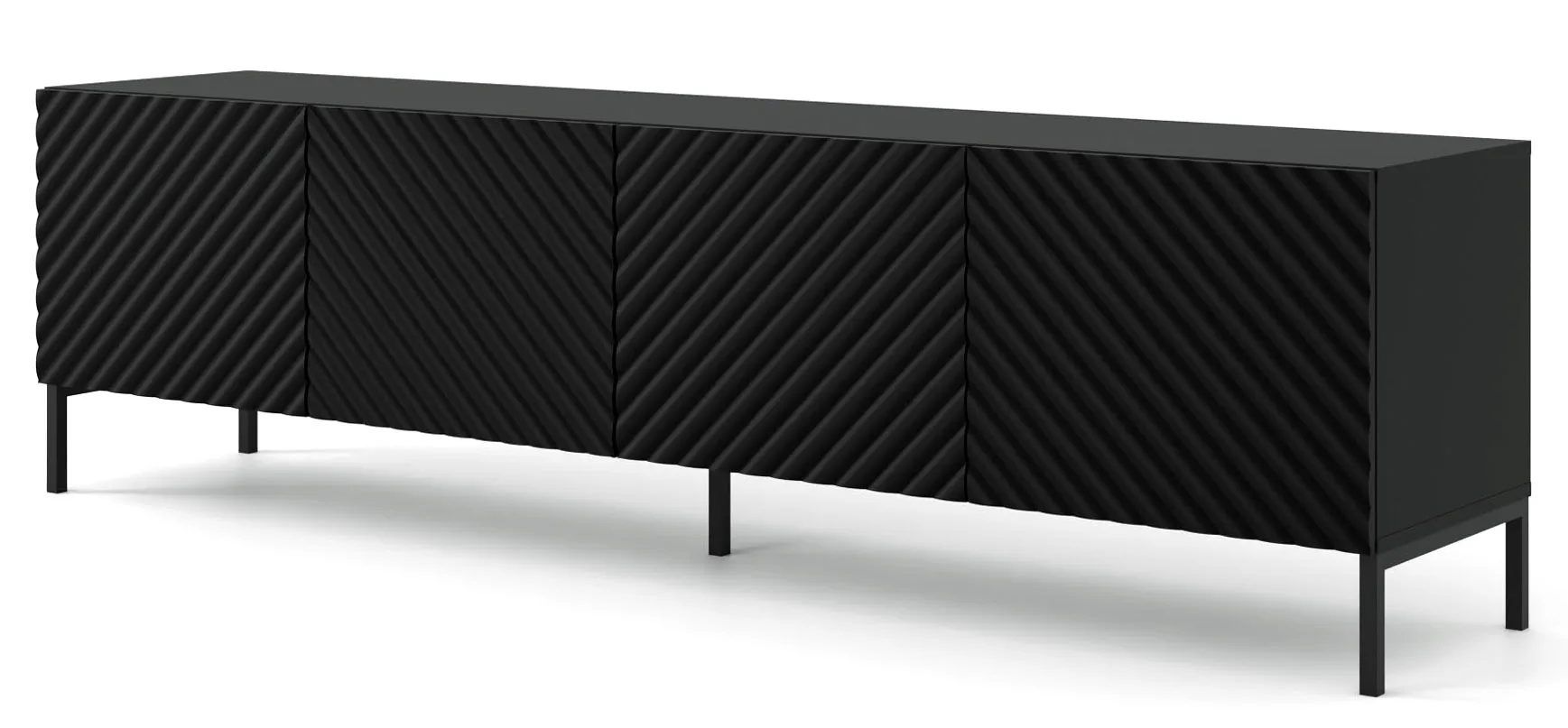 Szafka rtv w stylu glamour czarny mat + czarne nóżki F5-A94