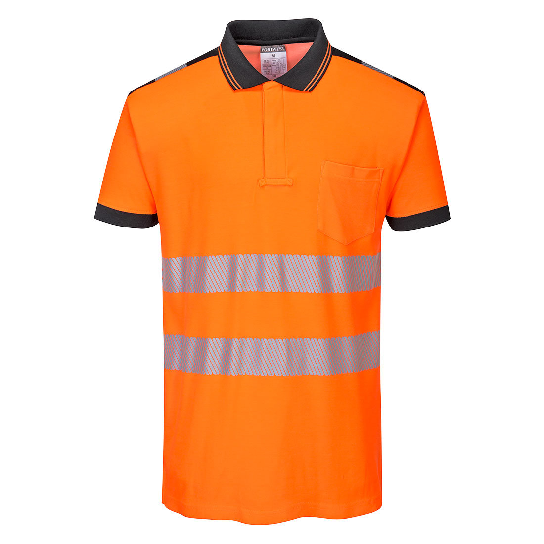 Koszulka Polo ostrzegawcza PW3 Czarny Pomarańcz S