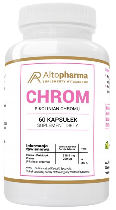 Altopharma, Chrom Pikolinian, Chromu 200µg + Prebiotyk, 60 Kaps.