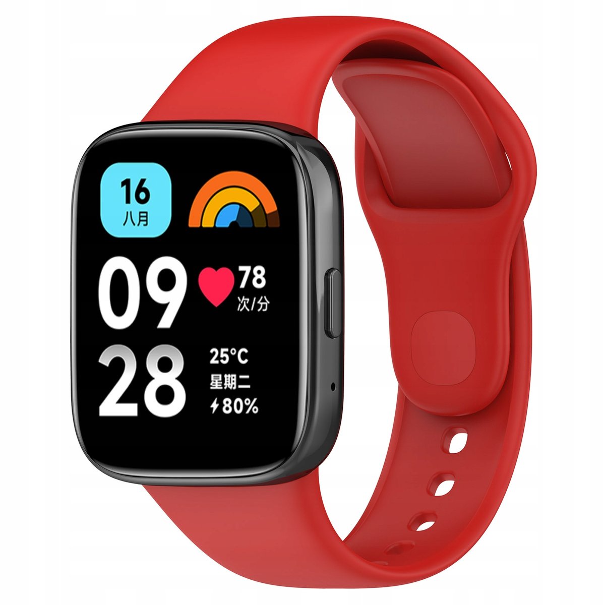 Pasek Bizon Strap Watch Dots do Xiaomi Redmi Watch 3 Active, czerwony
