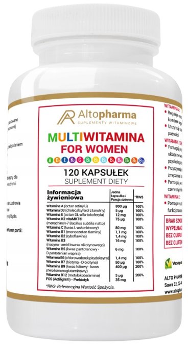 Altopharma Multiwitamina For Womem witaminy dla kobiet 120 kapsułek 1146141