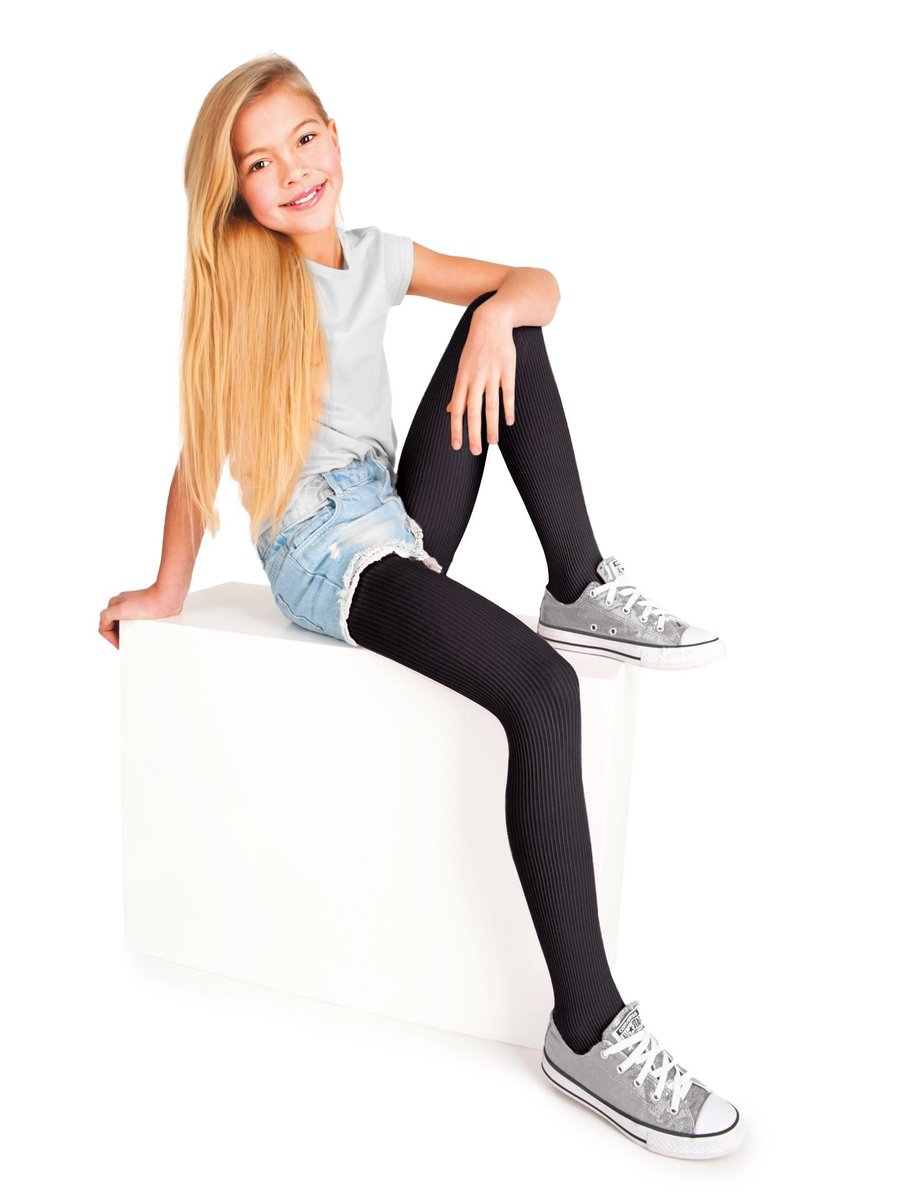 Rajstopy dziecięce mikrofibra prążek czarne 40 DEN 116-122 YOCLUB