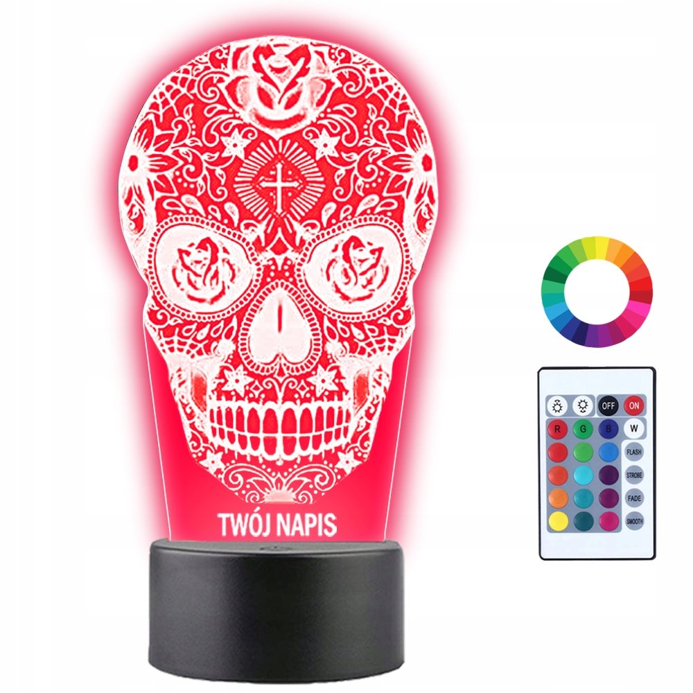 Lampka Nocna 3D Led Czaszka Prezent
