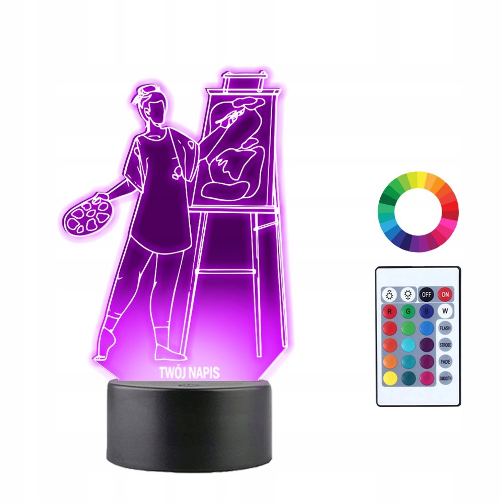 Lampka Nocna 3D Led Artysta Malarz Sztaluga