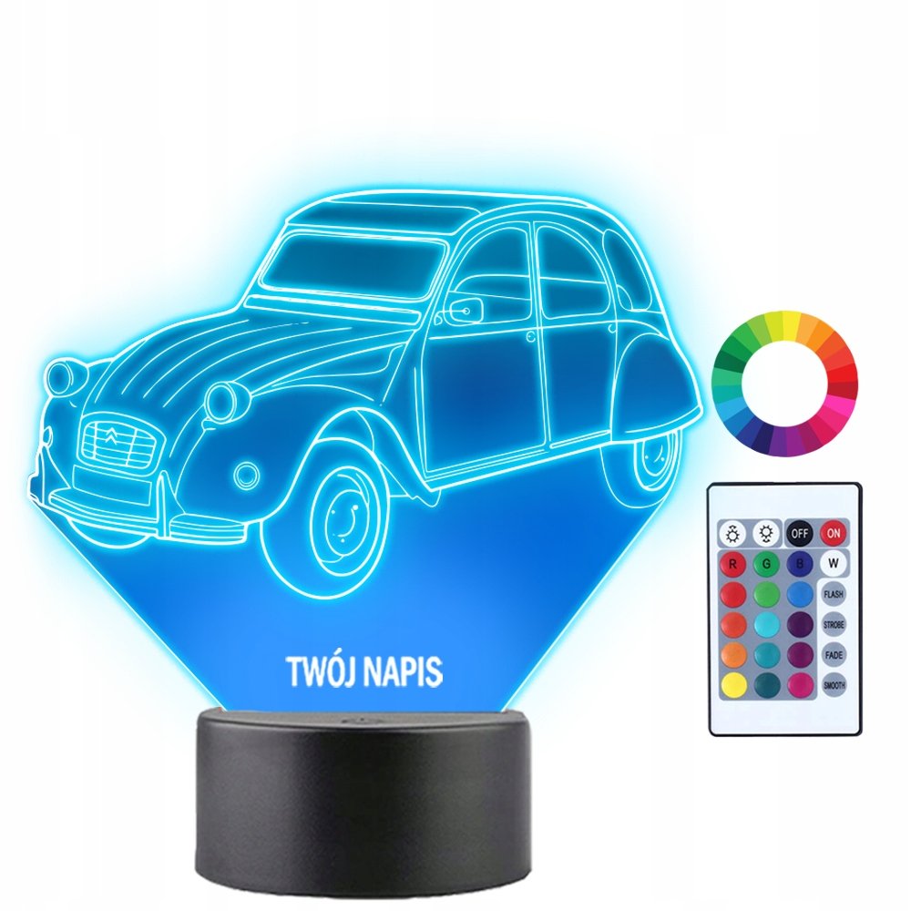 Lampka Nocna 3D LED Citroen Vintage Retro Samochód