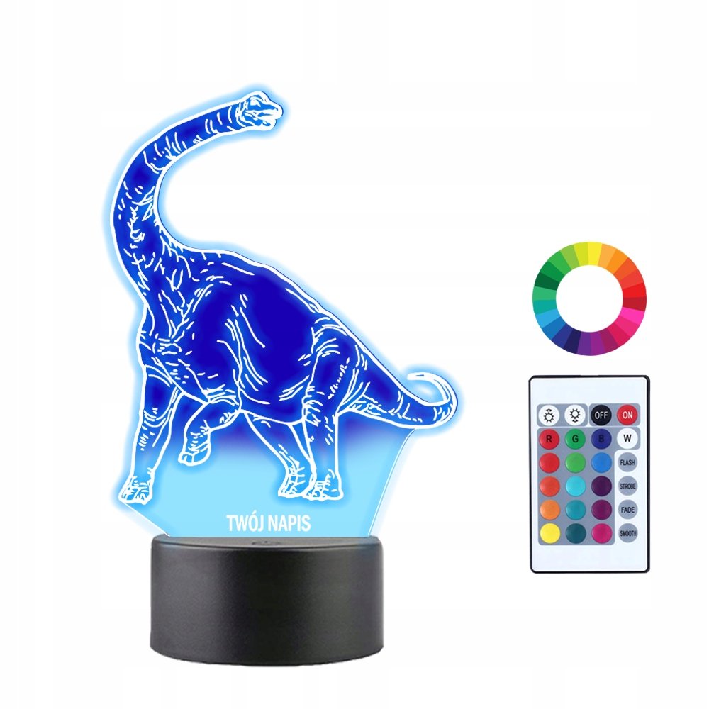 Lampka Nocna 3D LED Diplodok Dinozaur Prezent