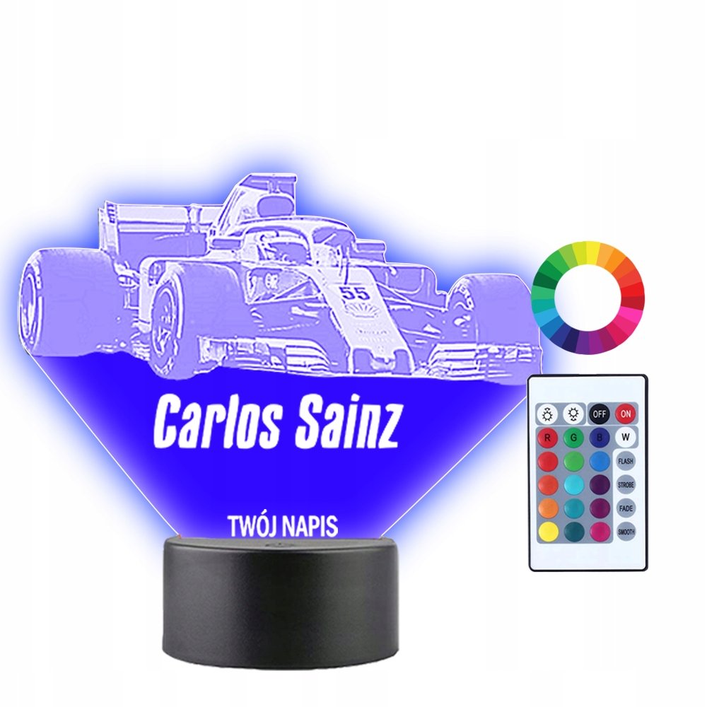 Lampka Nocna 3D Led Carlos Sainz Formuła 1 Prezent