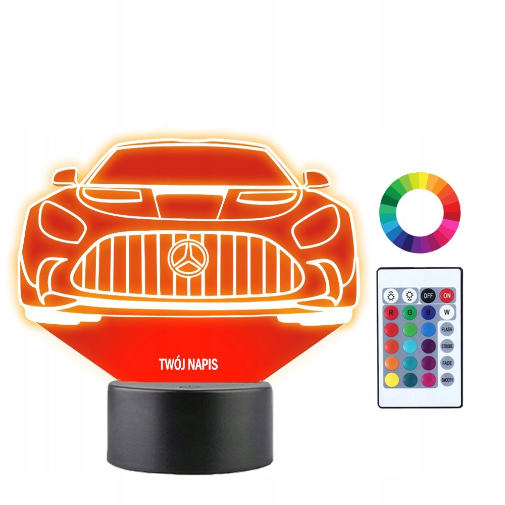 Lampka Nocna 3D Led Auto Mercedes Samochód Prezent