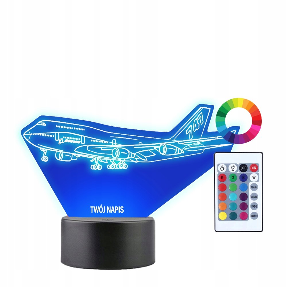Lampka Nocna 3D Led Boeing 747 Prezent