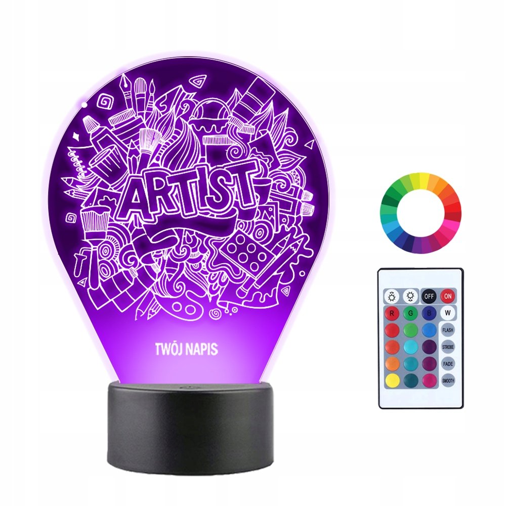 Lampka Nocna 3D Led Artysta Malarz