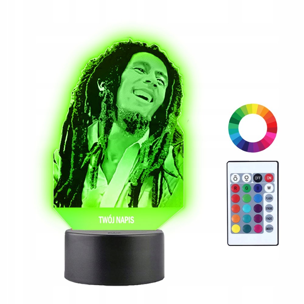 Lampka Nocna 3D LED Bob Marley Prezent