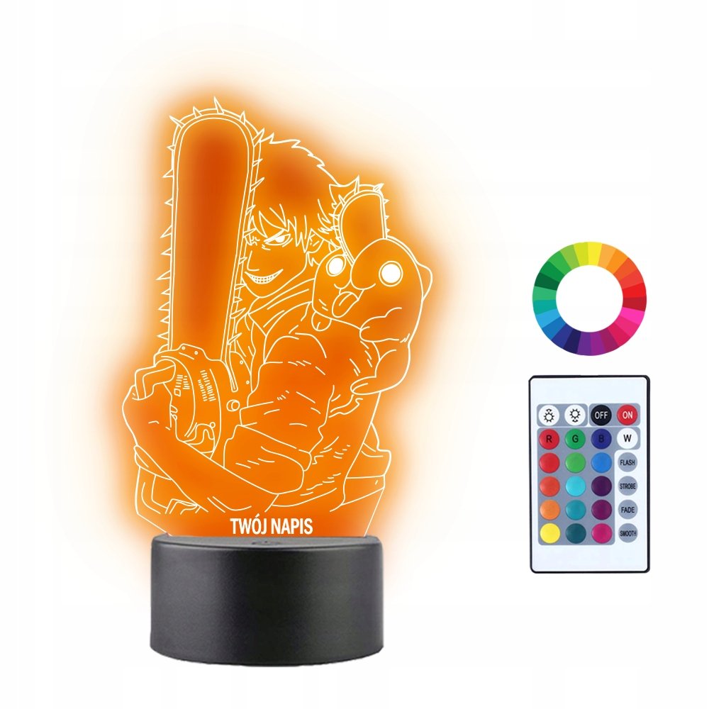 Lampka Nocna 3D LED Denji i Pochita Chainsaw Man