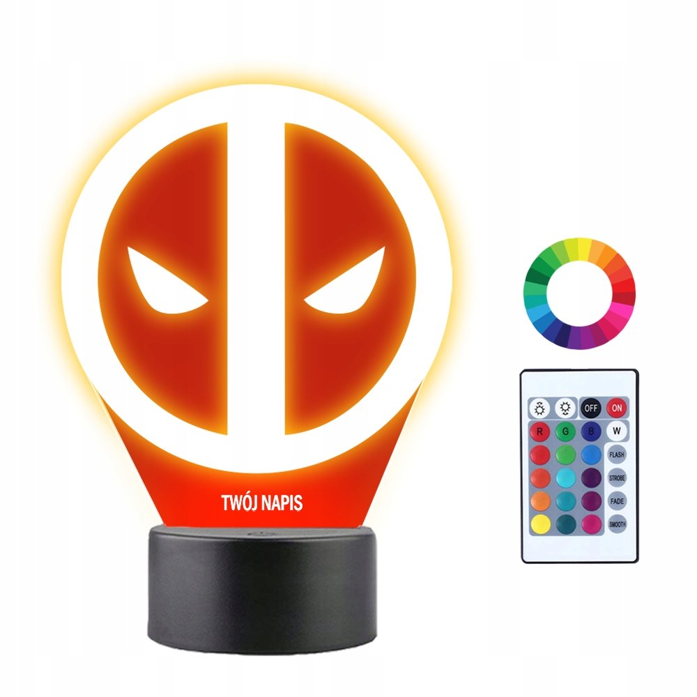 Lampka Nocna 3D LED Deadpol Marvel Prezent
