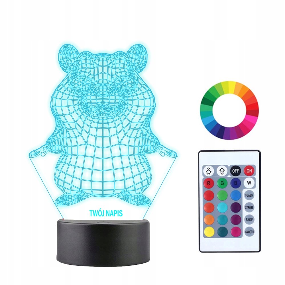 Lampka Nocna 3D LED Chomik Prezent
