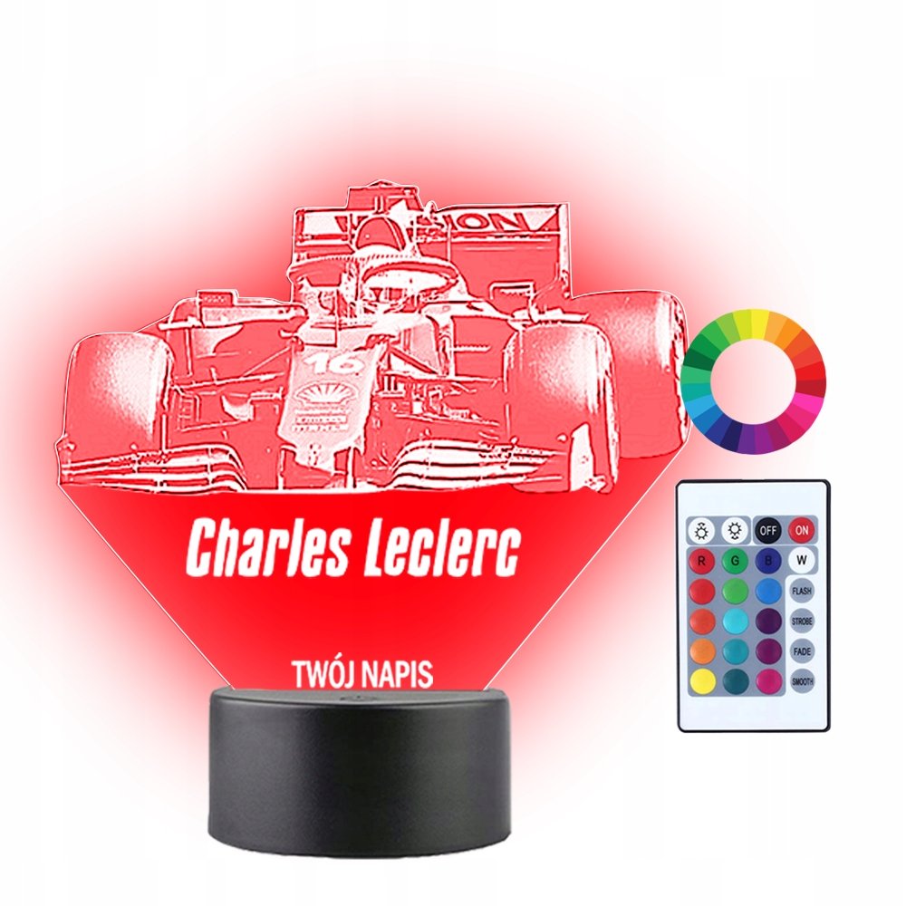 Lampka Nocna 3D LED Charles Leclerc Formuła 1
