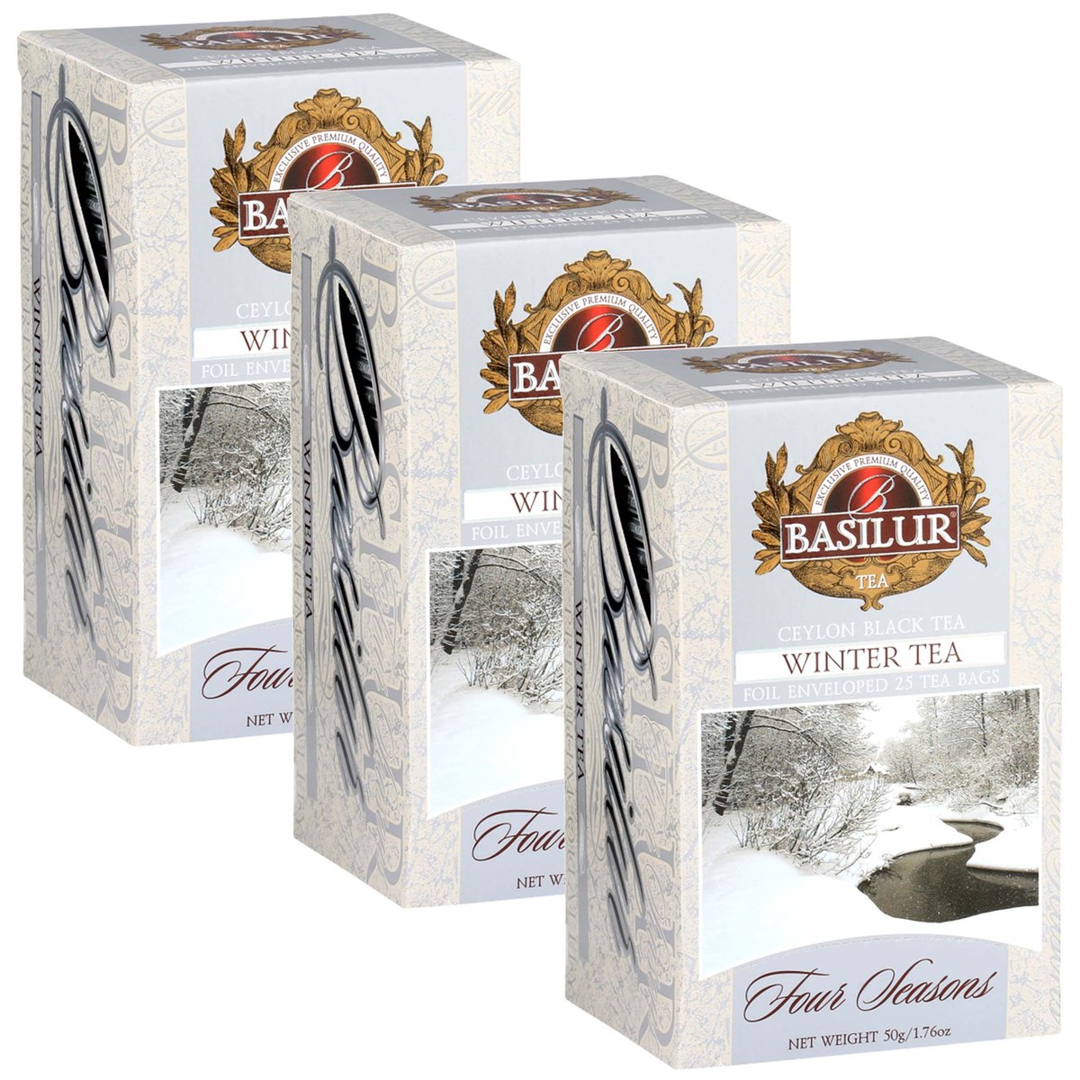 BASILUR Winter Tea- Czarna herbata cejlońska z dodatkiem owoców żurawiny w saszetkach, 25x2g x3