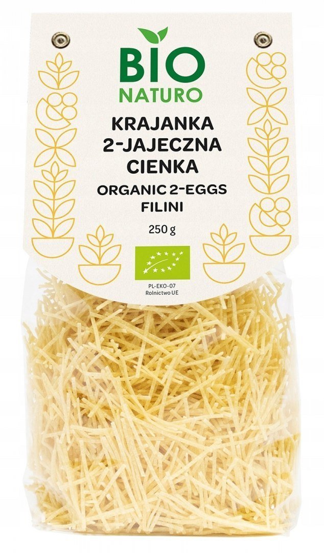 Makaron krajanka 2-jajeczna cienka BIO 250g