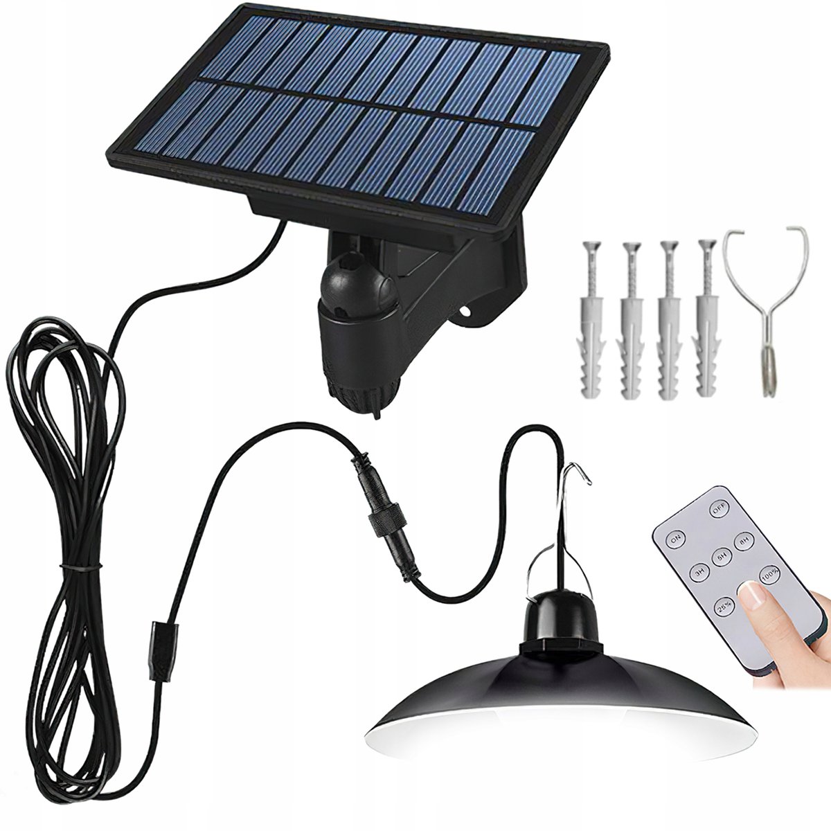 LAMPA SOLARNA WISZĄCA SUFITOWA ZEWNĘTRZNA + PILOT